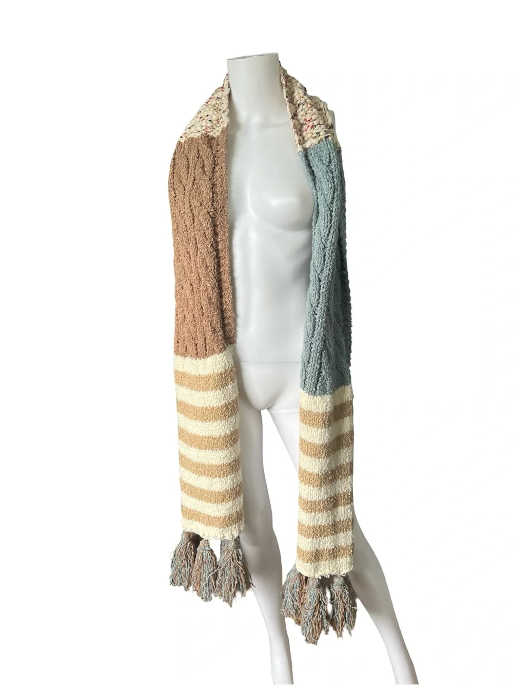 Free People Nova Tassel Scarf in Natural One Size Chunky Oversized Whimsical
